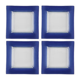 Glass Dinnerware 6" x 6" Square Blue Glass Plate (Set of 4)